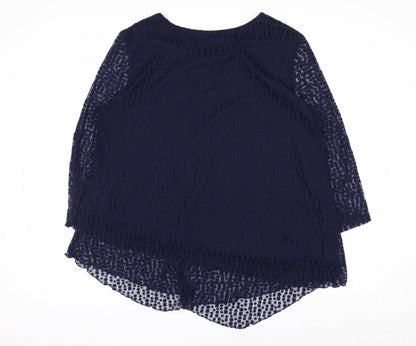 Roman Women’s Blue Mesh 3/4 Sleeve Tunic Blouse Size 18