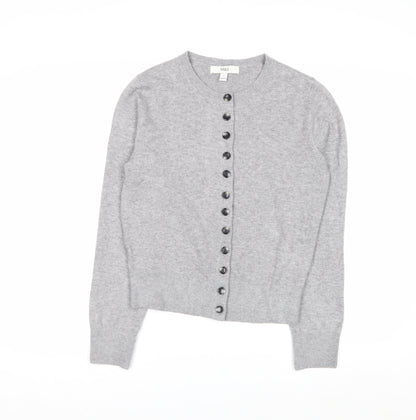 Marks and Spencer Women's Grey Small Crew Neck Button Cardigan