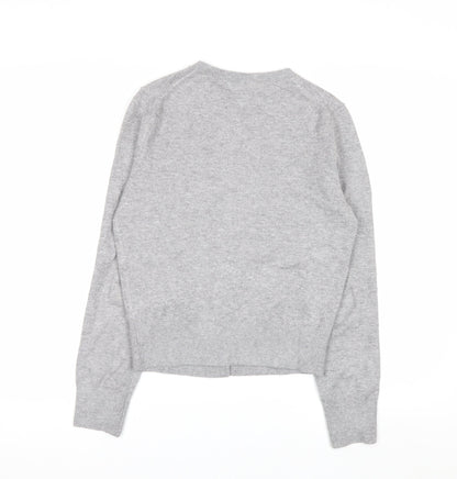 Marks and Spencer Women's Grey Small Crew Neck Button Cardigan