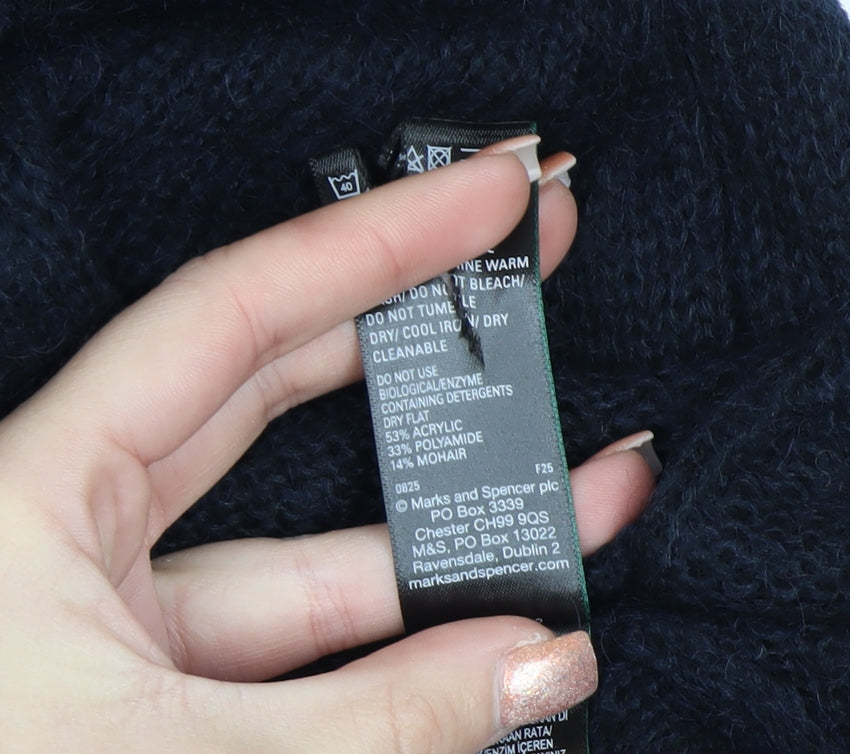 Marks and Spencer Per Una Women's Blue Long Sleeve Mohair Blend Jumper Size M