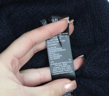 Marks and Spencer Per Una Women's Blue Long Sleeve Mohair Blend Jumper Size M