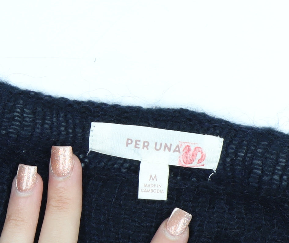Marks and Spencer Per Una Women's Blue Long Sleeve Mohair Blend Jumper Size M