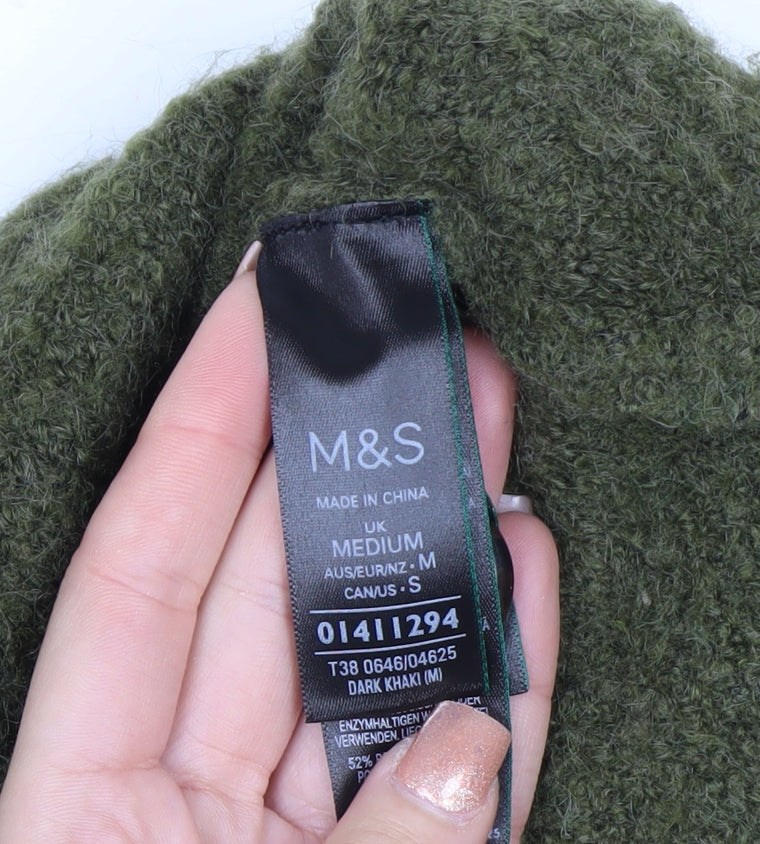 Marks and Spencer Women’s Green Wool Blend V-Neck Button Cardigan M