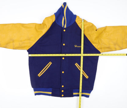 MPC Sports Men’s Blue Varsity Jacket Medium Wool Leather Retro