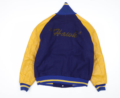MPC Sports Men’s Blue Varsity Jacket Medium Wool Leather Retro