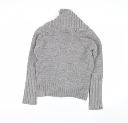 Superdry Womens Grey Shawl Collar Button Cardigan Medium Knitwear