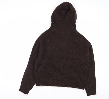 Marks and Spencer Per Una Women's Brown Alpaca Blend Hooded Jumper S