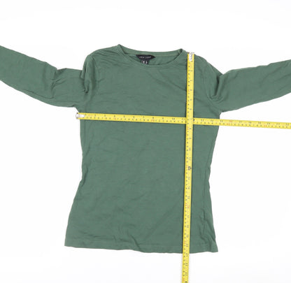 New Look Women’s Green Long Sleeve Basic Cotton T-Shirt Size 6
