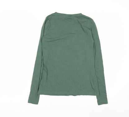 New Look Women’s Green Long Sleeve Basic Cotton T-Shirt Size 6