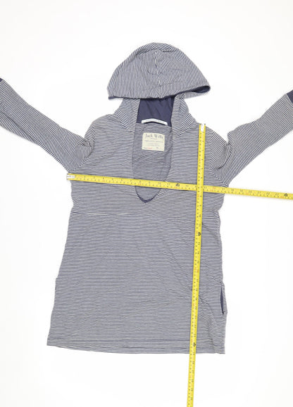 Jack Wills Women Navy Striped Cotton Tunic Hoodie Size 8