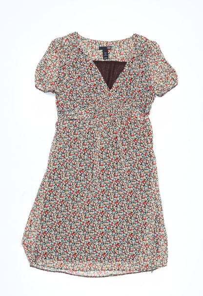 H&M Women's Multicoloured Floral A-Line Dress Size 8