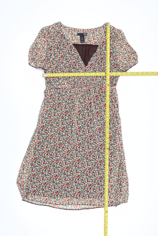 H&M Women's Multicoloured Floral A-Line Dress Size 8
