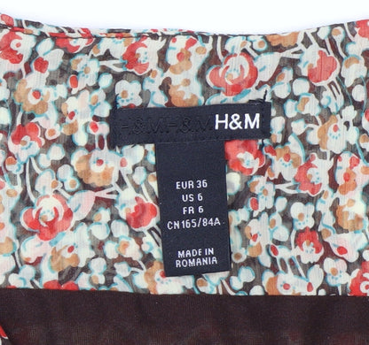 H&M Women's Multicoloured Floral A-Line Dress Size 8