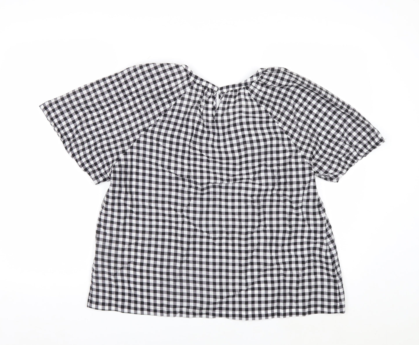 Marks and Spencer Women's Black Check Blouse Size 6 Short Sleeve
