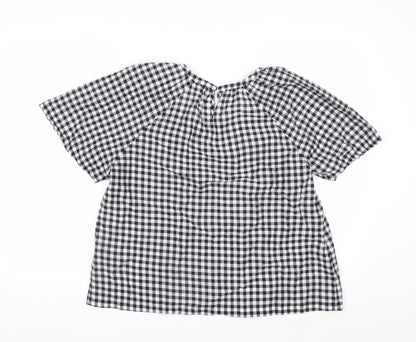 Marks and Spencer Women's Black Check Blouse Size 6 Short Sleeve