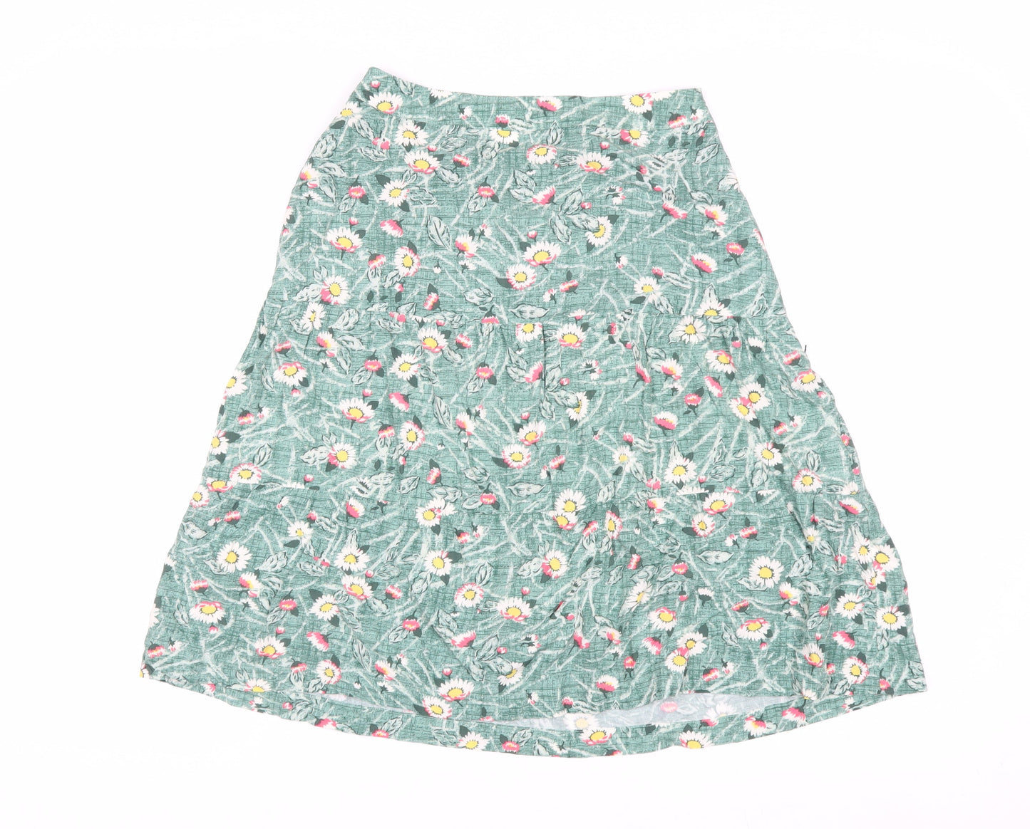 Cath Kidston Women's Green Floral A-Line Midi Skirt Size 6
