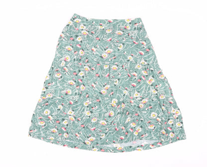 Cath Kidston Women's Green Floral A-Line Midi Skirt Size 6