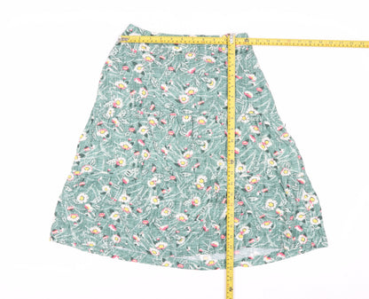 Cath Kidston Women's Green Floral A-Line Midi Skirt Size 6