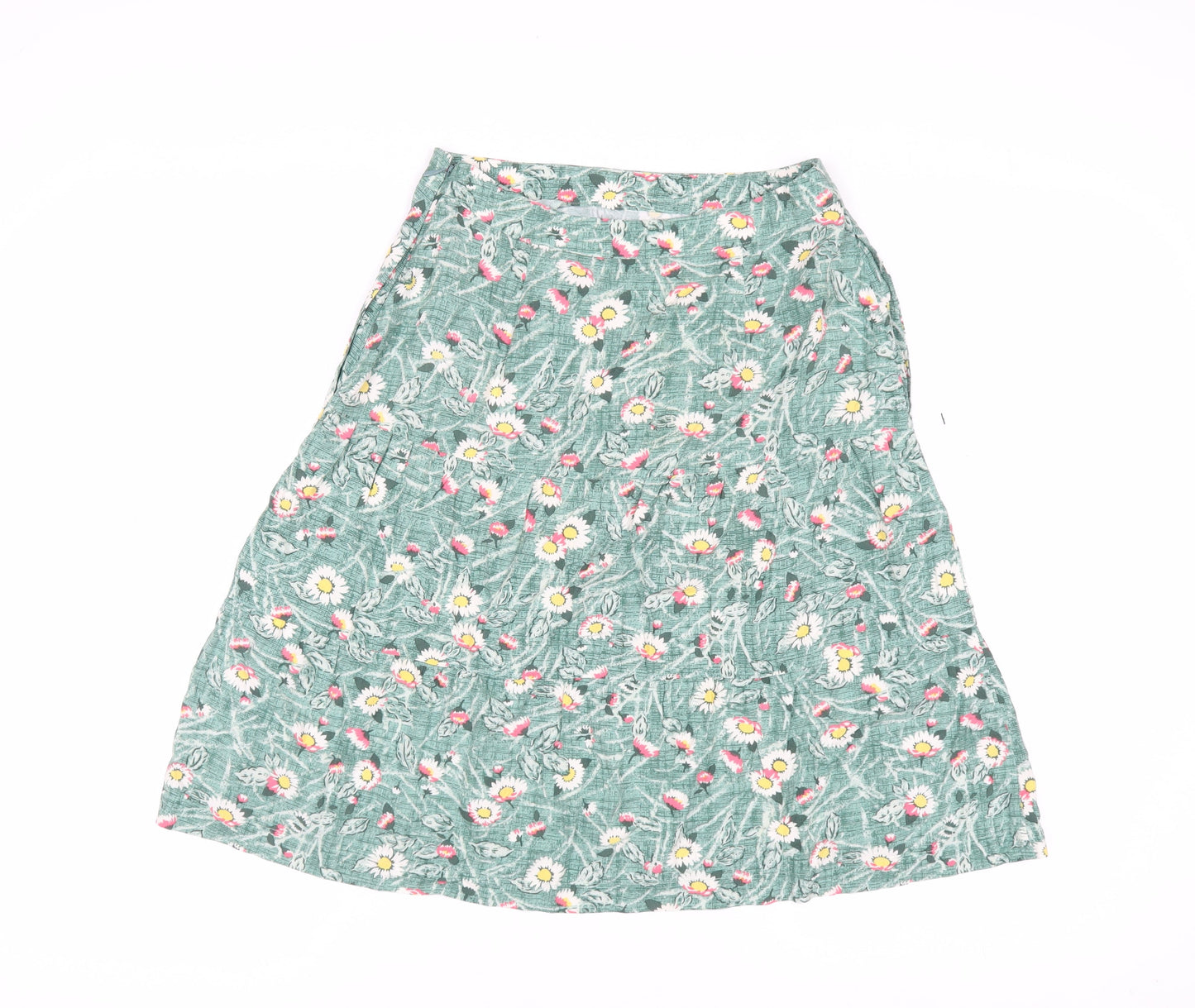 Cath Kidston Women's Green Floral A-Line Midi Skirt Size 6
