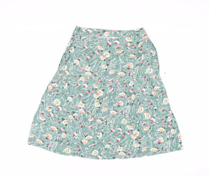 Cath Kidston Women's Green Floral A-Line Midi Skirt Size 6
