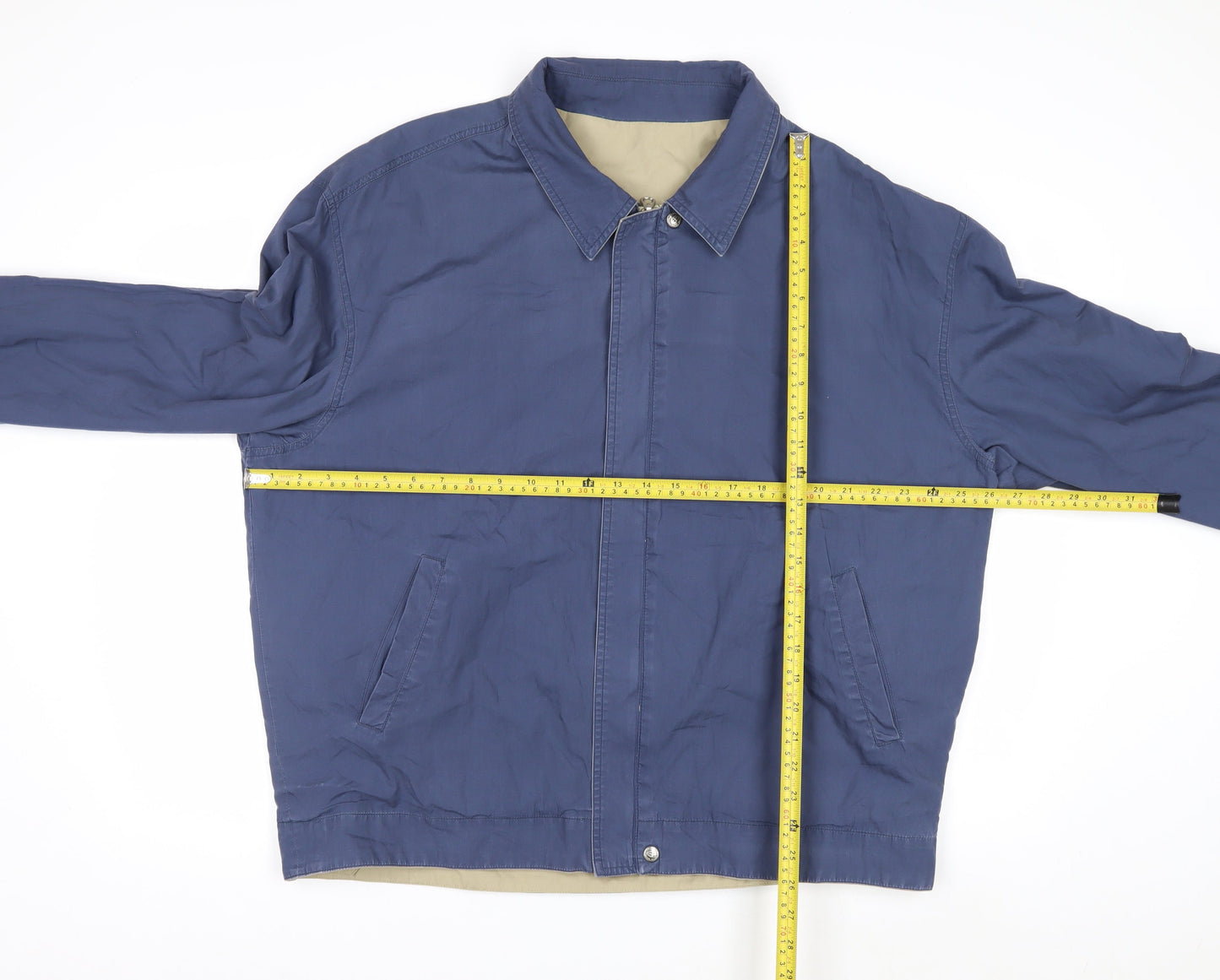 European Project Men's Blue XL Cotton Blend Zip Casual Jacket