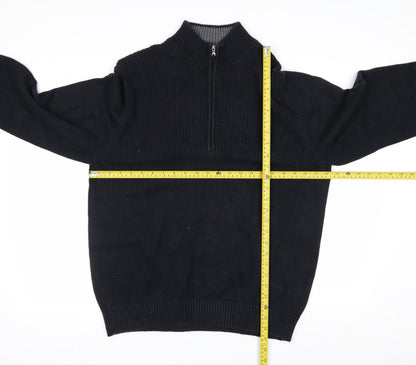 IZOD Men’s Black Cotton 1/4 Zip High Neck Jumper Size L