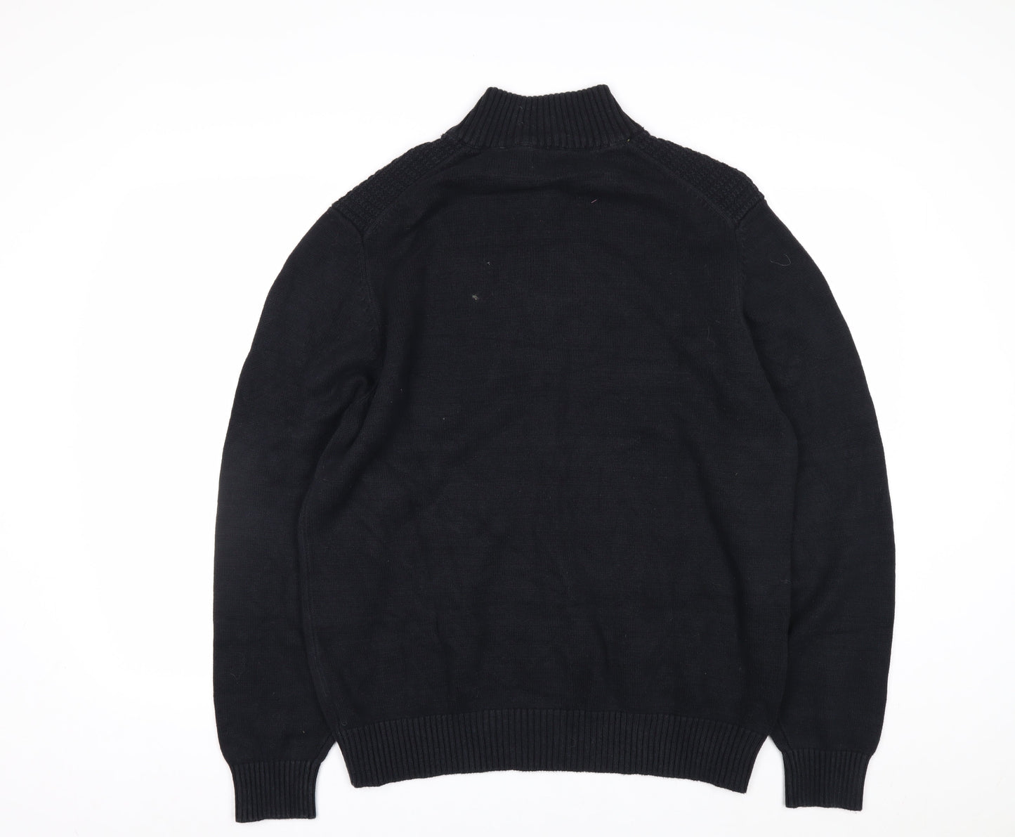 IZOD Men’s Black Cotton 1/4 Zip High Neck Jumper Size L