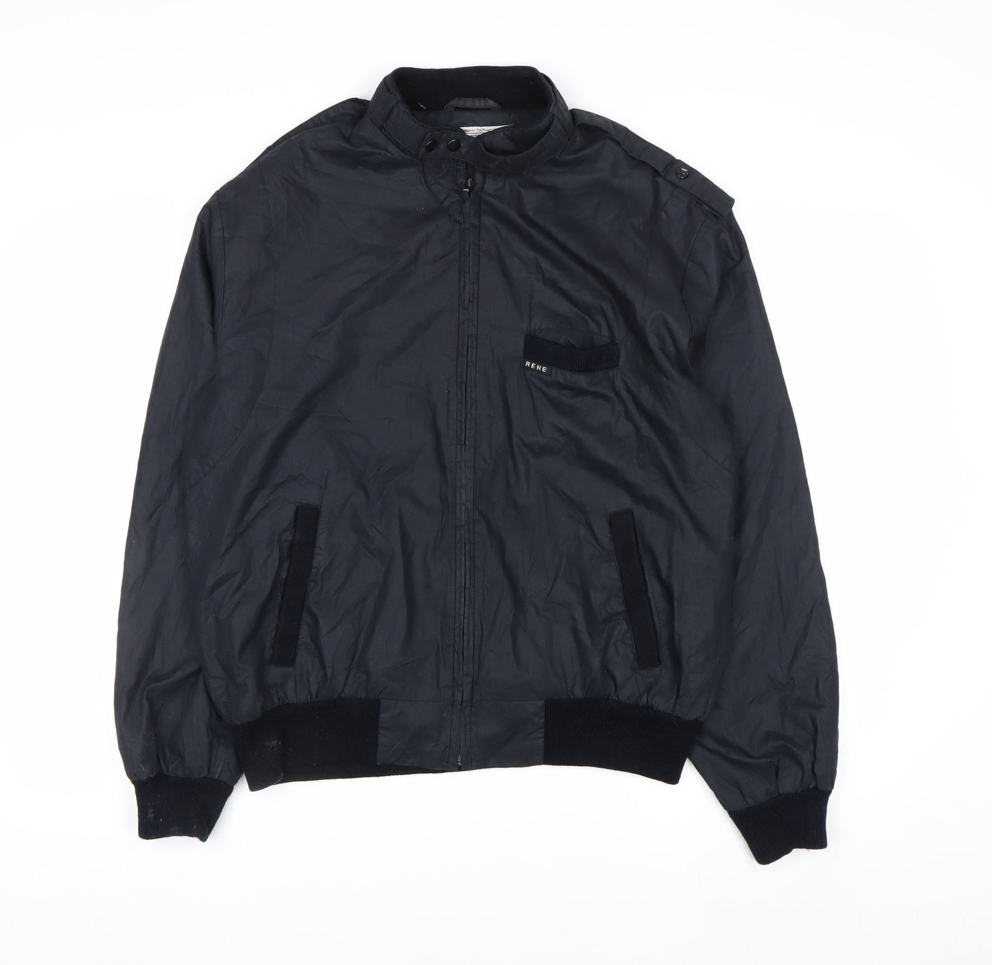 Rene de France Men's Black XL Bomber Jacket Classic Style