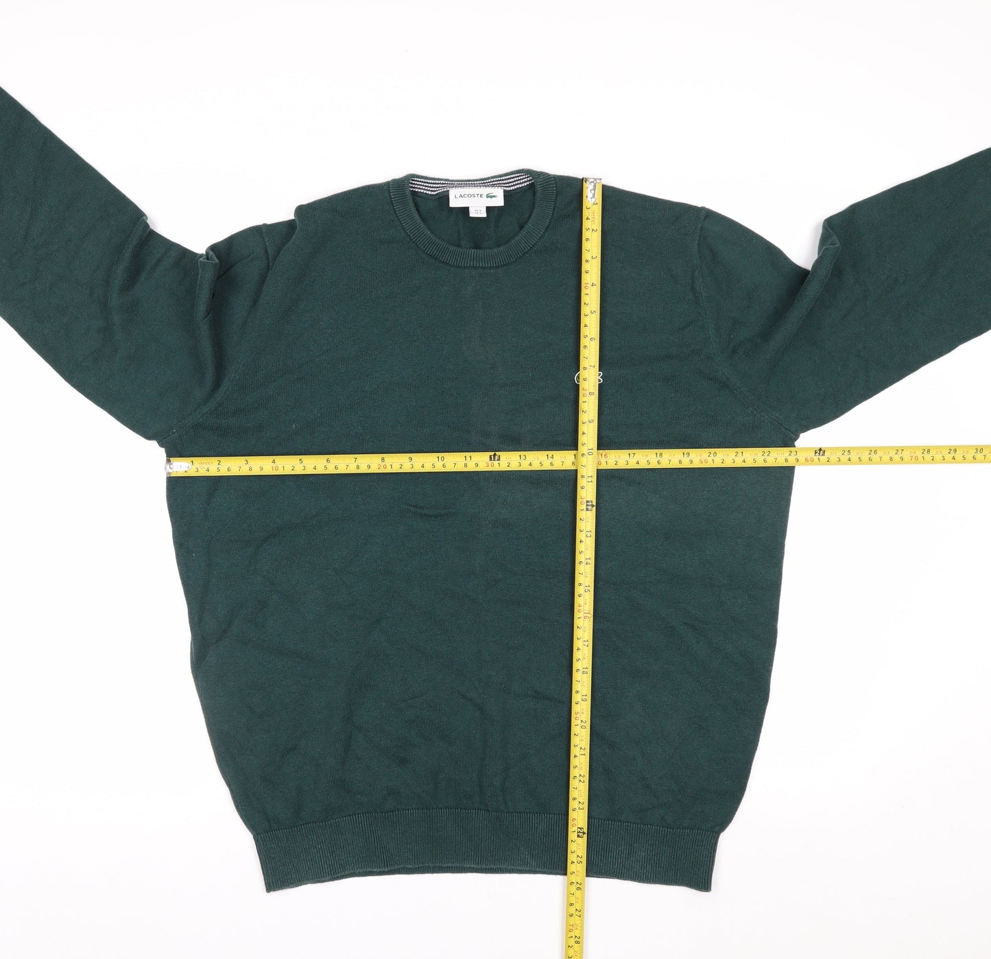 Lacoste Men's Green Cotton Crew Neck Pullover Jumper Size L