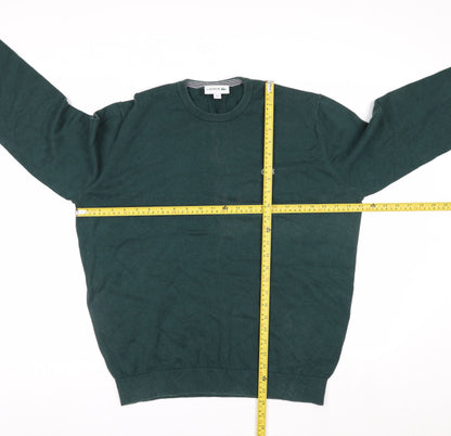 Lacoste Men's Green Cotton Crew Neck Pullover Jumper Size L