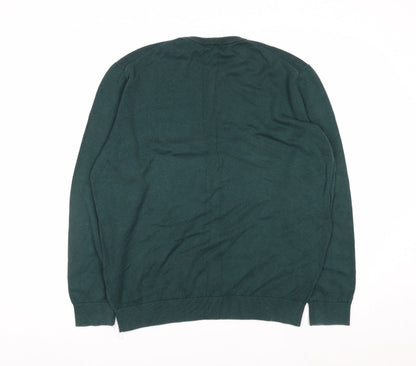 Lacoste Men's Green Cotton Crew Neck Pullover Jumper Size L