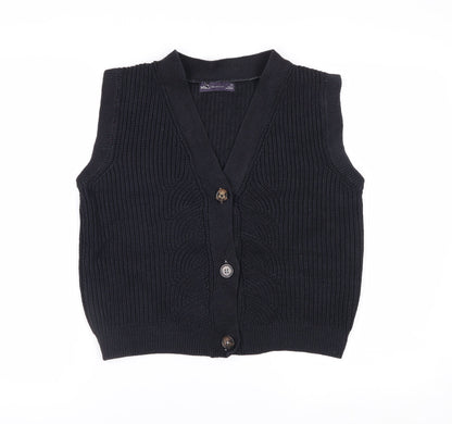 Marks and Spencer Women's Black XS V-Neck Button Knit Vest