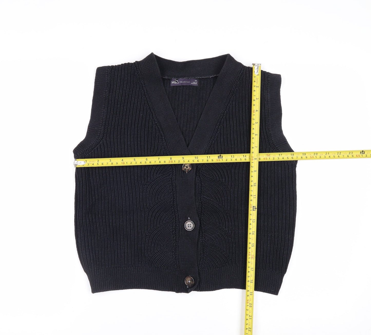 Marks and Spencer Women's Black XS V-Neck Button Knit Vest