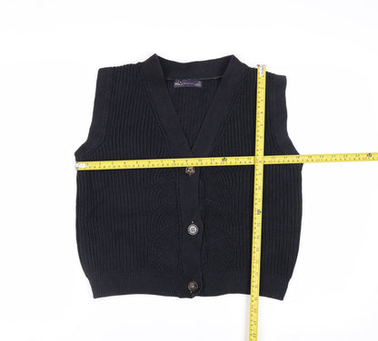 Marks and Spencer Women's Black XS V-Neck Button Knit Vest