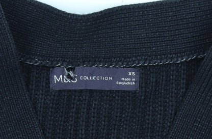 Marks and Spencer Women's Black XS V-Neck Button Knit Vest