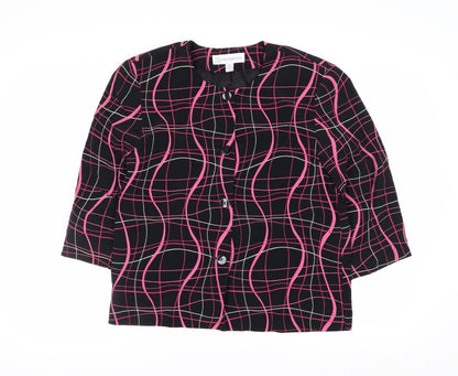 Lyse Hart Ltd Women Black Pink Geometric Pattern Suit Jacket Size 6