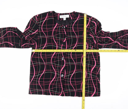Lyse Hart Ltd Women Black Pink Geometric Pattern Suit Jacket Size 6
