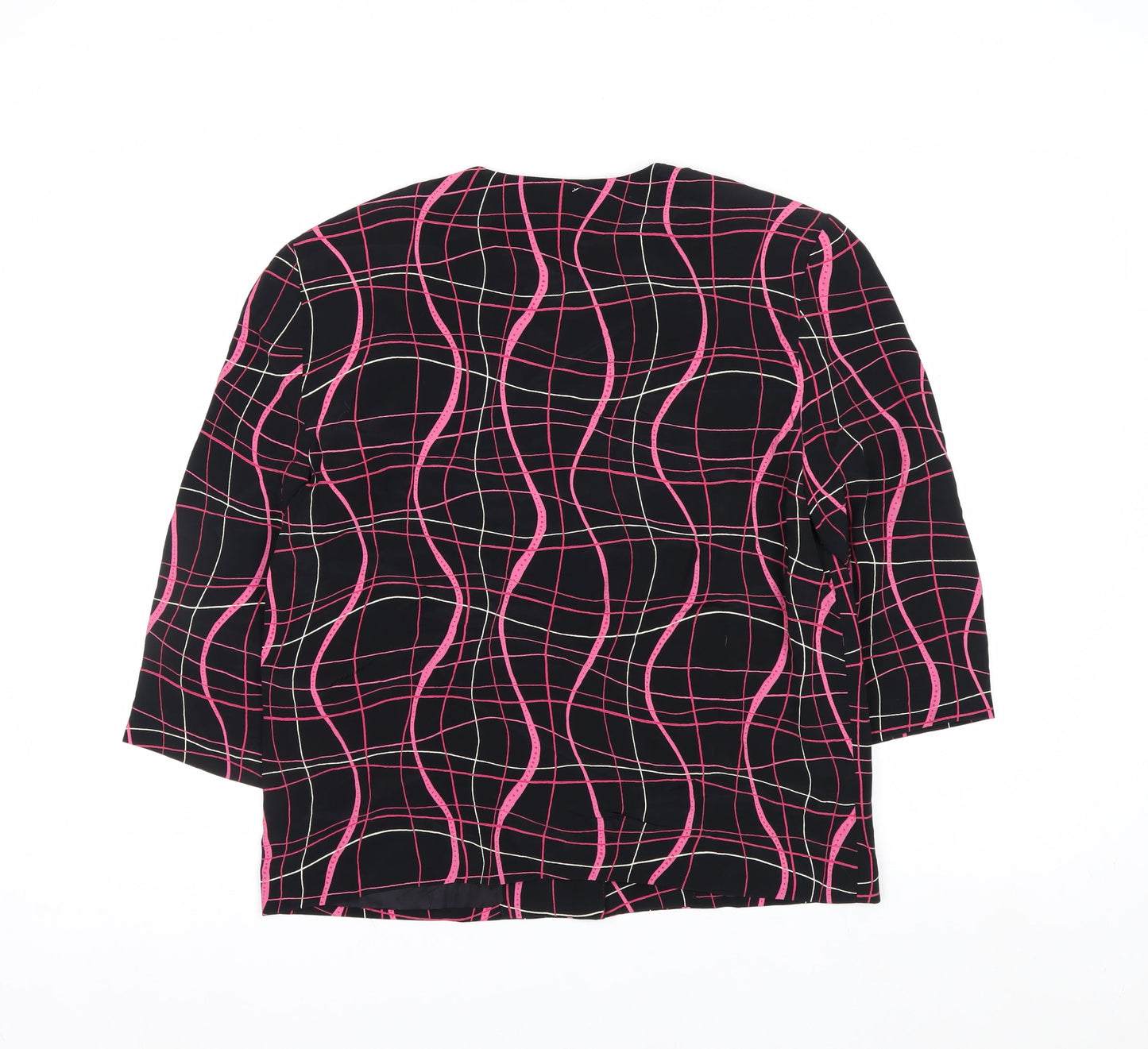 Lyse Hart Ltd Women Black Pink Geometric Pattern Suit Jacket Size 6