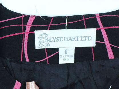 Lyse Hart Ltd Women Black Pink Geometric Pattern Suit Jacket Size 6