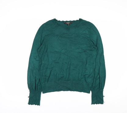 Lipsy Women’s Green Knit Crew Neck Pullover Jumper Size 12