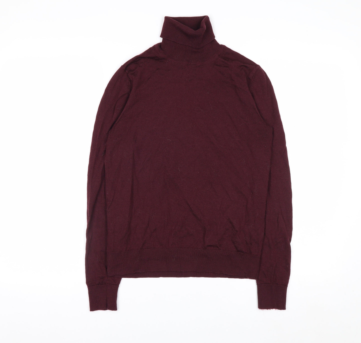 Marks and Spencer Womens Brown Merino Wool Roll Neck Jumper Size 10