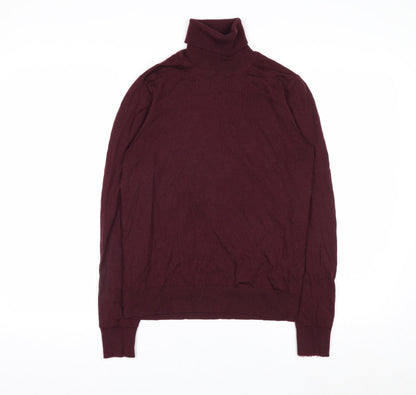 Marks and Spencer Womens Brown Merino Wool Roll Neck Jumper Size 10