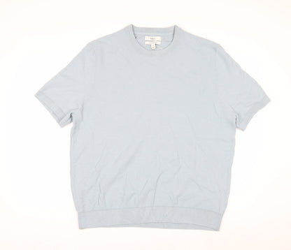 Marks and Spencer Women Blue Cotton Knit Short Sleeve Jumper XL