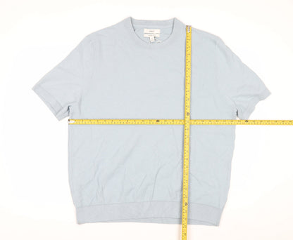 Marks and Spencer Women Blue Cotton Knit Short Sleeve Jumper XL