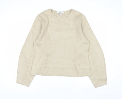 Marks and Spencer Women Beige M Knit Crew Neck Pullover Jumper