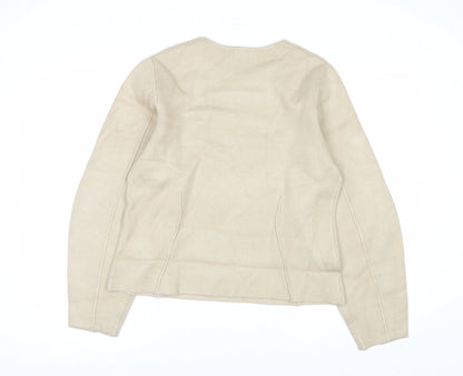 Marks and Spencer Women Beige M Knit Crew Neck Pullover Jumper