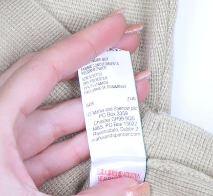Marks and Spencer Women Beige M Knit Crew Neck Pullover Jumper