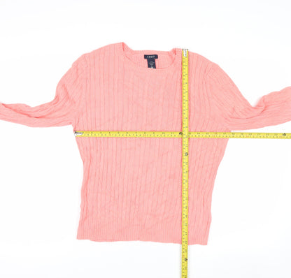IZOD Women Pink Cable-Knit Cotton Jumper Medium UK 12