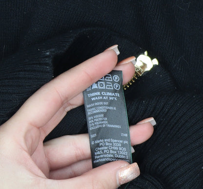Marks and Spencer Women’s Black Full Zip Collared Jumper Size S