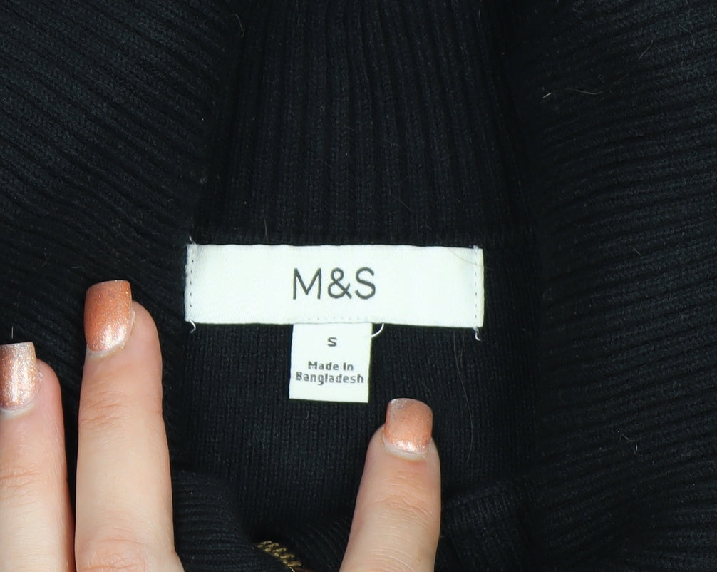 Marks and Spencer Women’s Black Full Zip Collared Jumper Size S